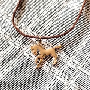 Lia Sophia Horse Necklace on Brown Cord